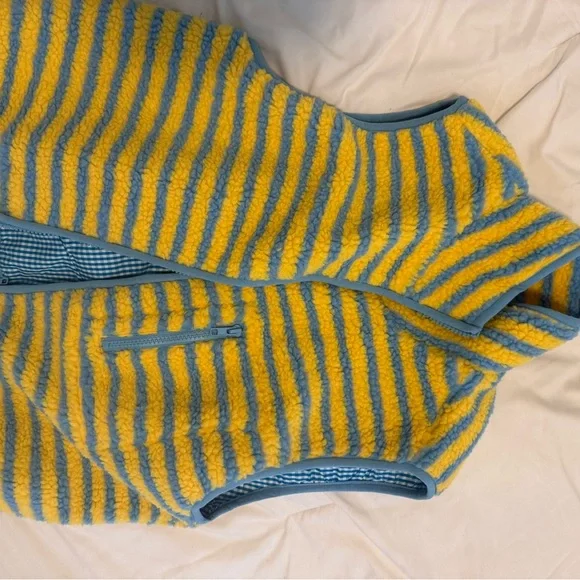 Striped Yellow and Blue Fleece Vest - Picture 8 of 10